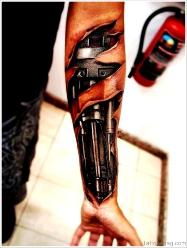 Nice Bio Mechanical Tattoo On Wrist 