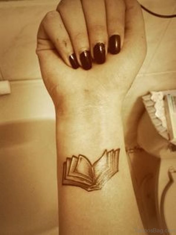 Nice Book Tattoo On Wrist
