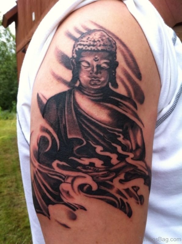 Nice Buddha Tattoo On Shoulders