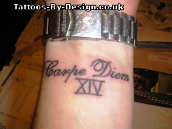 Nice Carpe Diem Tattoo On Wrist