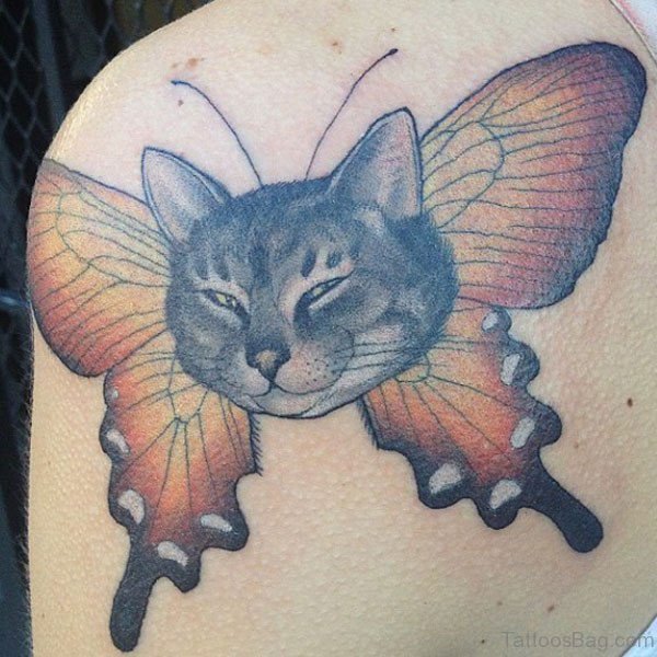 Nice Cat tattoo On Shoulder