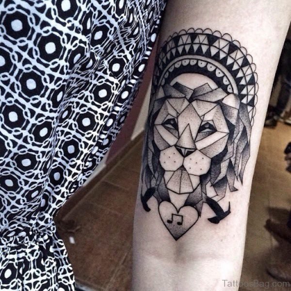 Nice Crystil Shape Lion Tattoo