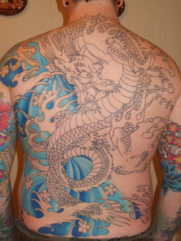 Nice Dragon Tattoo On Back Body