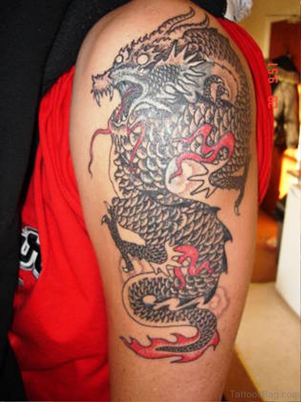 Nice Dragon Tattoo On Shoulder