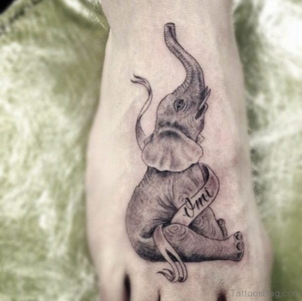 Nice Elephant Tattoo On Foot