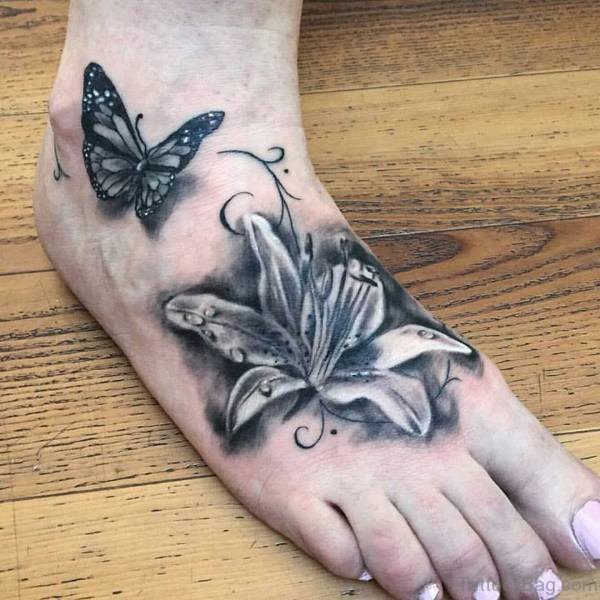 Nice Grey Ink Butterfly Tattoo