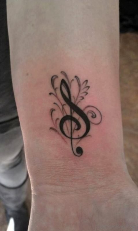 Nice Music Note Tattoo On Wrist 