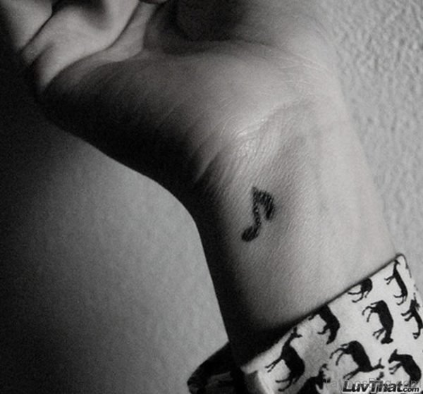 Nice Music Note Wrist Tattoo 