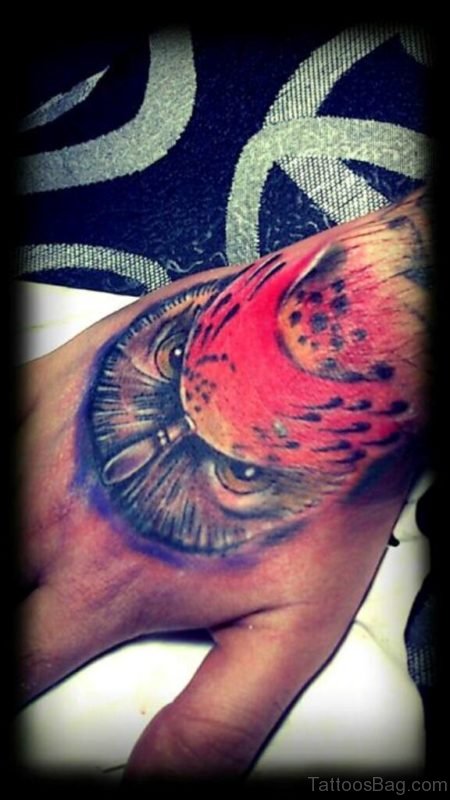 Nice Owl Tattoo On Hand