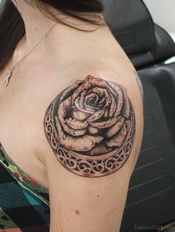 Nice Rose Shoulder Tattoo