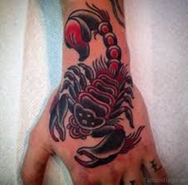 Nice Scorpion Tattoo On Hand