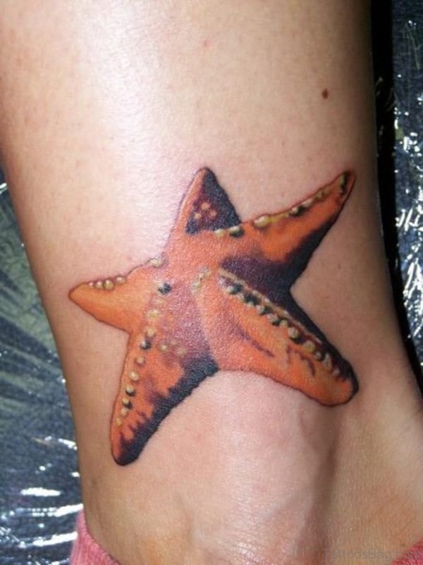 Nice Star Tattoo Design On Ankle