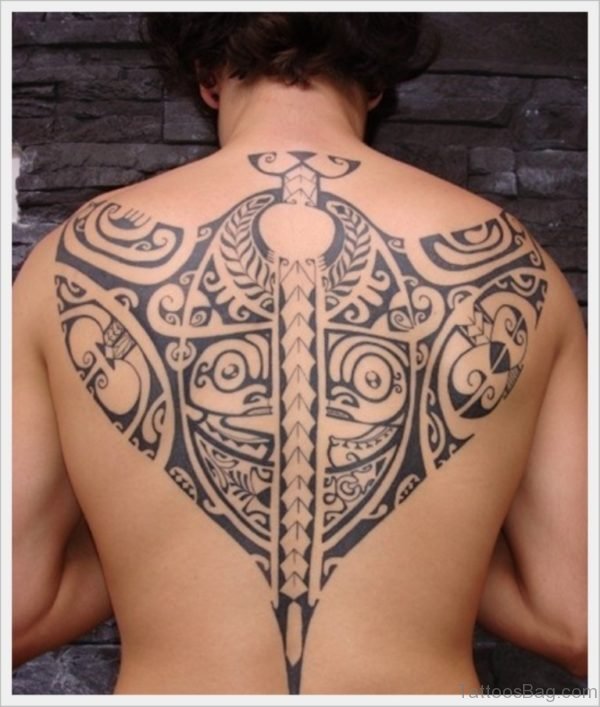 Nice Tribal Tattoo On Back 