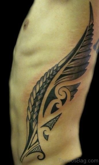 Nice Tribal Tattoo On Rib