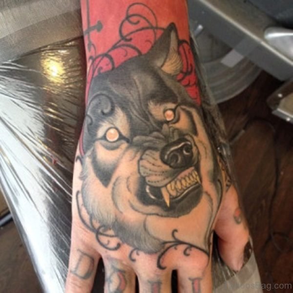Nice Wolf Tattoo On Hand