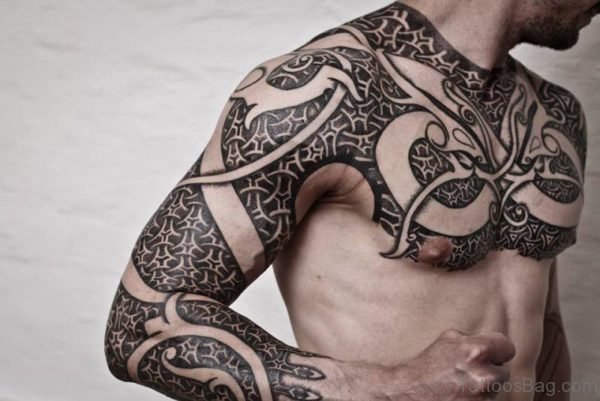 Nordic Tribal Shoulder Tattoo