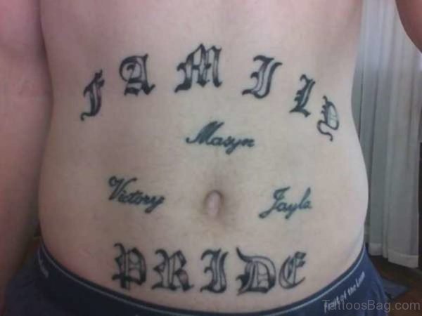 Old English Tattoo On Stomach 