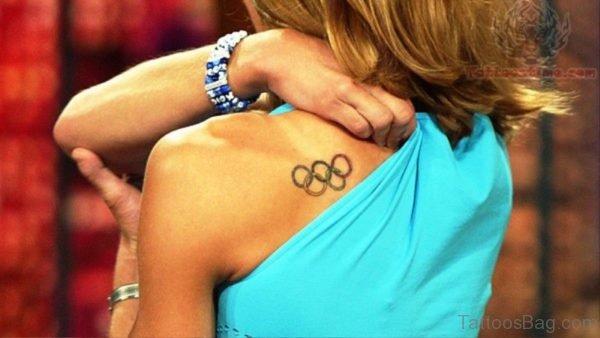 Olympic Rings Tattoo On Back Shoulder