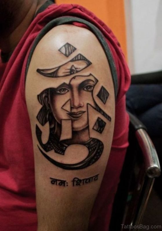 Om Tattoo Design On Shoulder 