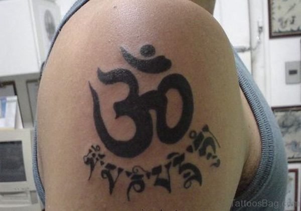 Om Tattoo On shoulder