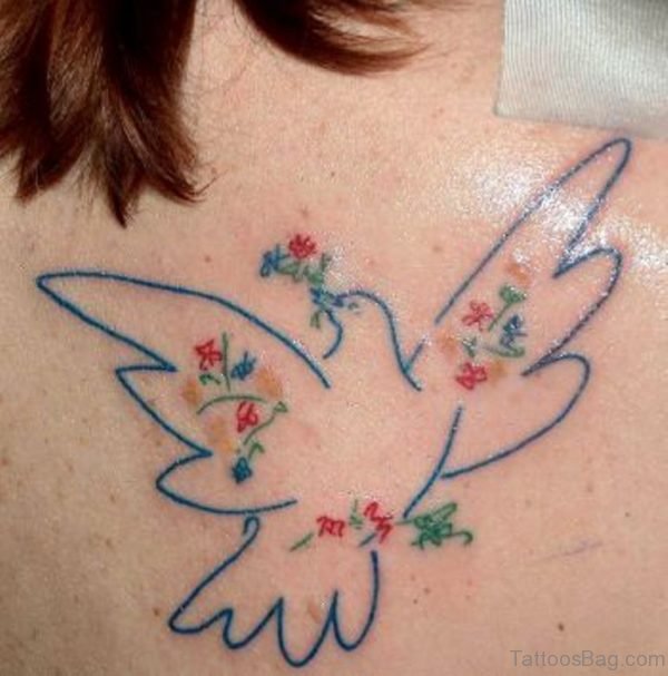 Outline Dove Tattoo On back