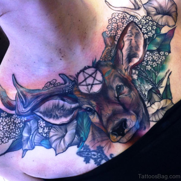 Outstanding Buck Tattoo On Chest