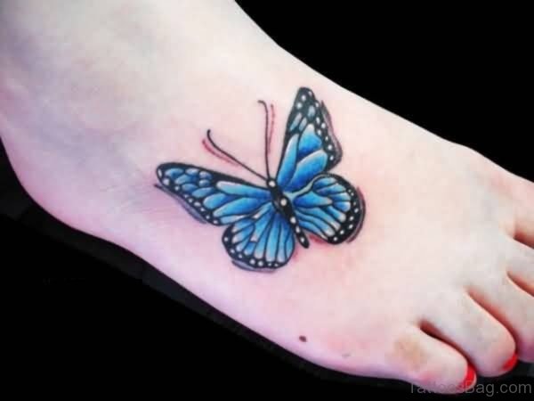 Outstanding Butterfly Tattoo On Foot