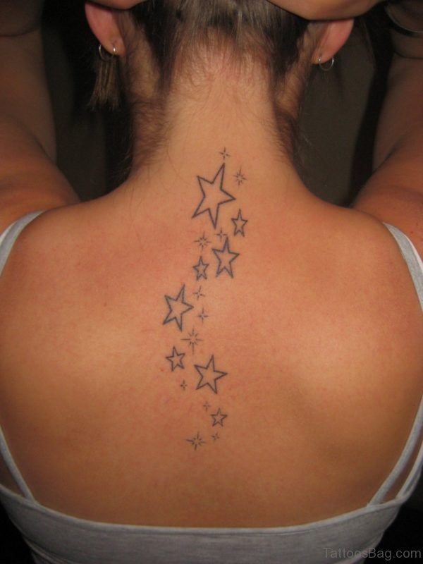 Outstanding Stars Tattoo On Neck 