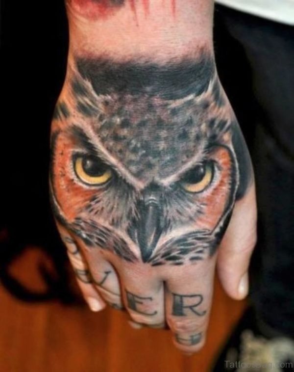 Owl Tattoo Design On Hand 