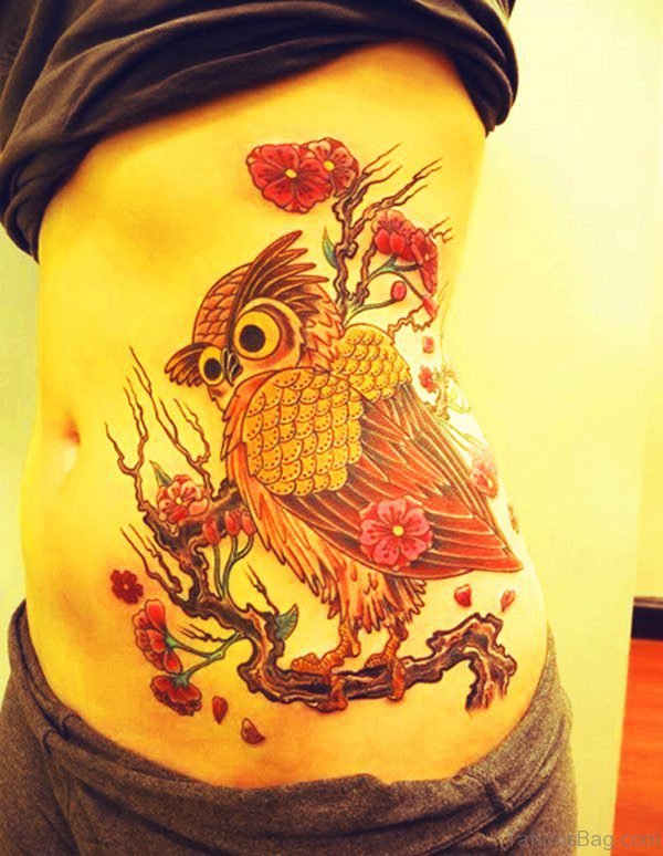 Owl Tattoo Design On Rib