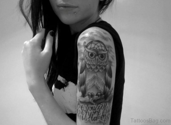 Owl Tattoo On Shoulder