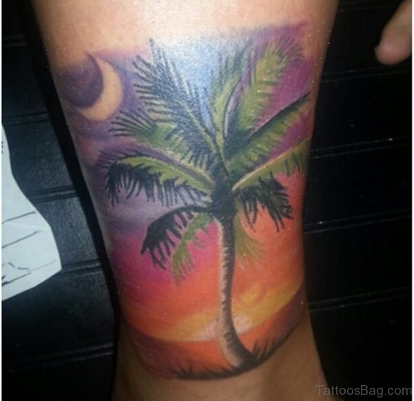 Palm Tree Tattoo Design On Leg