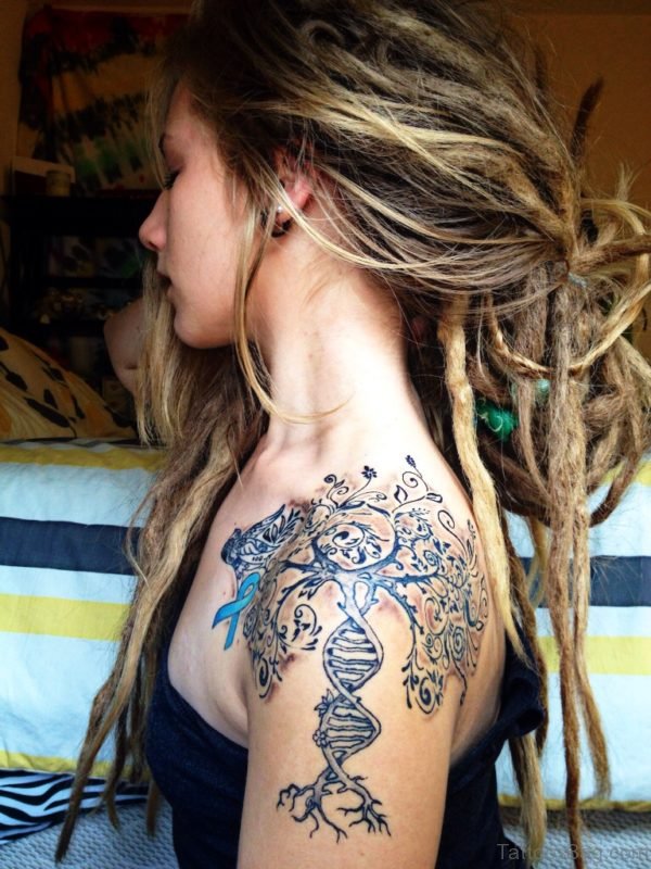 Palm Tree Tattoo On Girl Shoulder