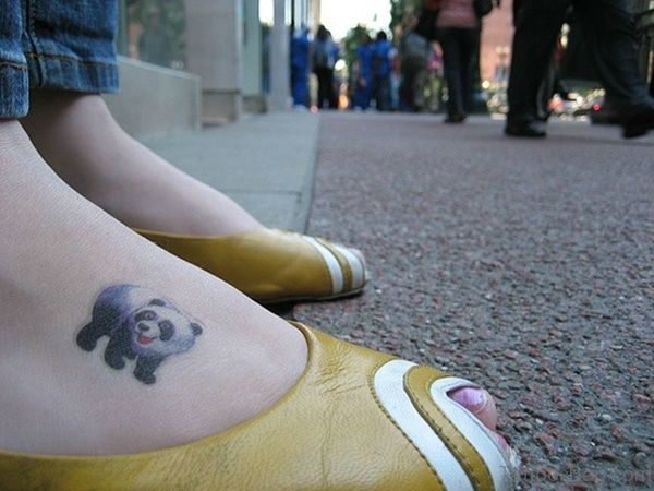 Panda Tattoo On Foot 