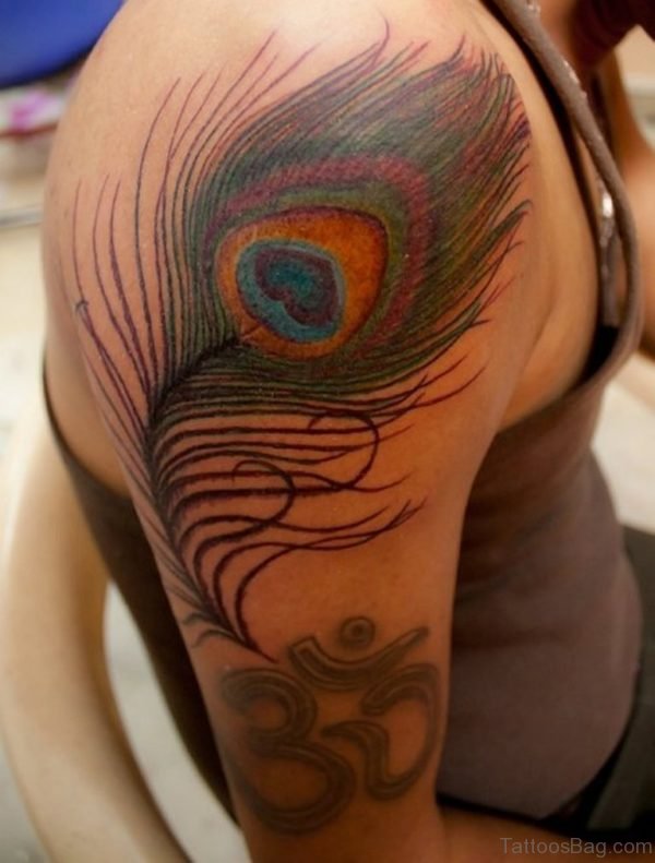 Peacock Feather And Om Tattoo