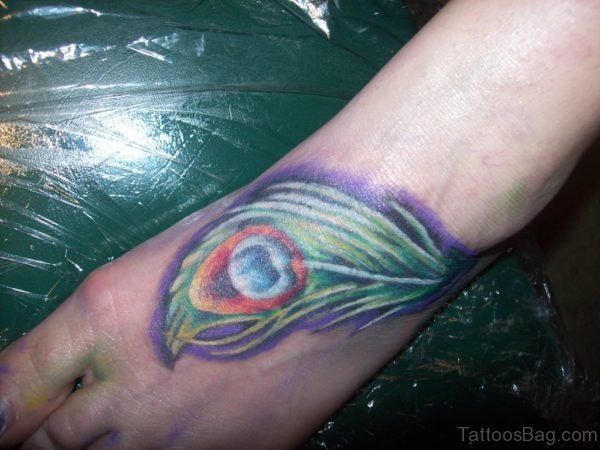 Peacock Feather Foot Tattoo Design