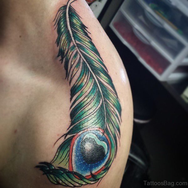 Peacock Feather Tattoo On Shoulder 1