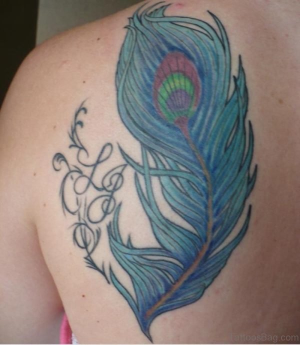 Peacock Feather Tattoo On Shoulder Back