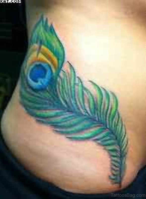 Peacock Feather Waist Tattoo