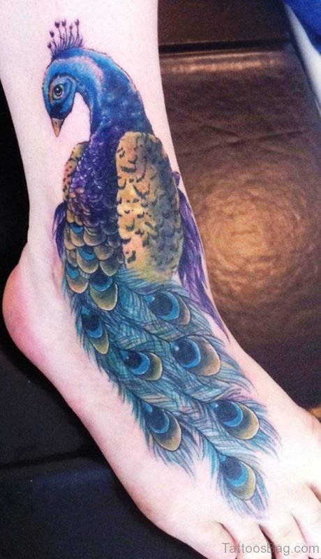Peacock Tattoo On Ankle
