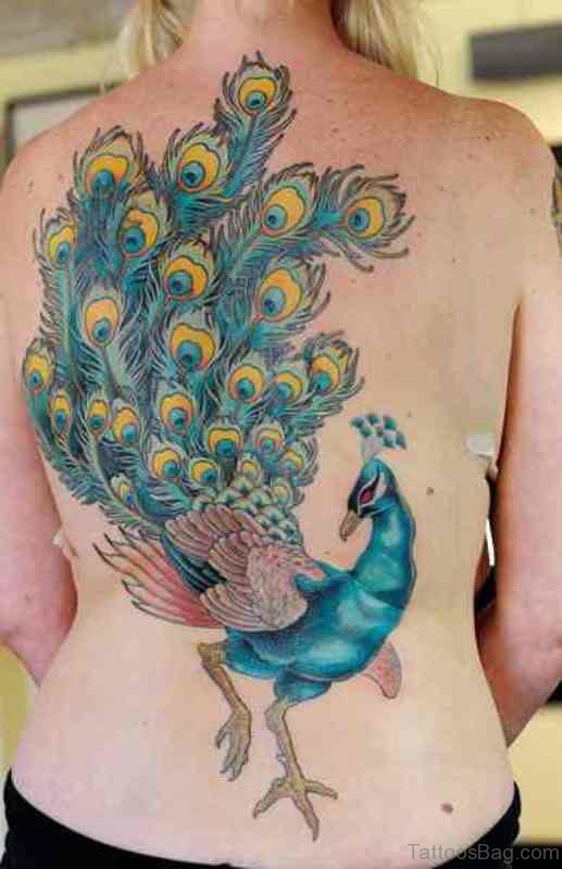 Peacock Tattoo On Back 1