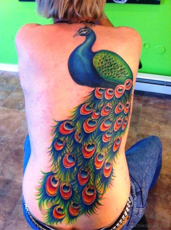 Peacock Tattoo On Back