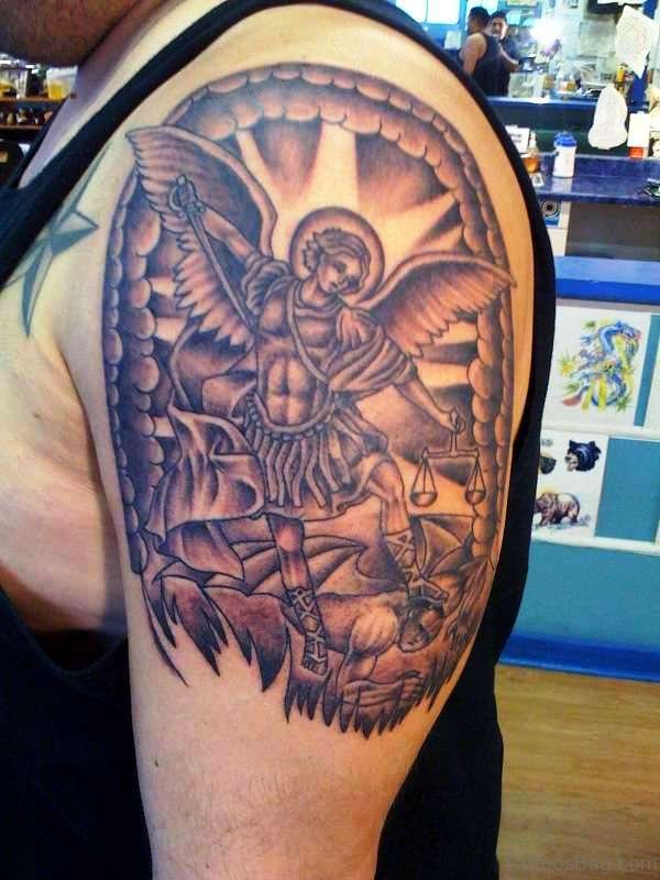 Perfect Archangel Tattoo On Shoulder