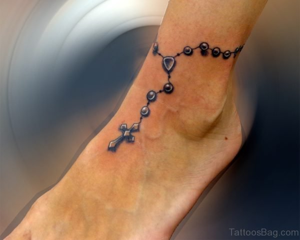 Perfect Rosary Tattoo On Ankle