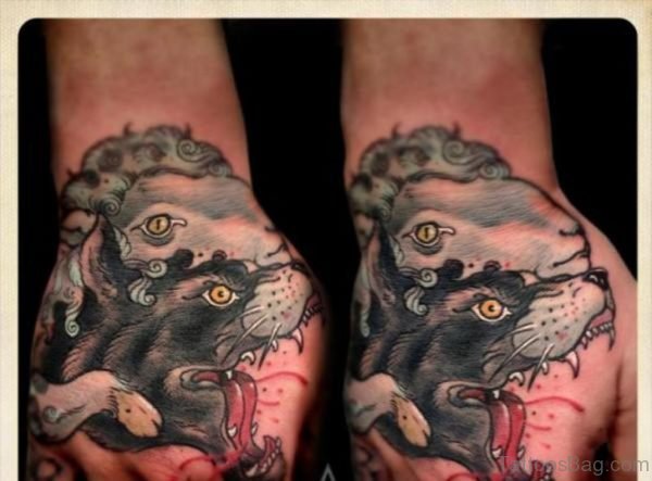 Perfect Wolf Tattoo On Hand