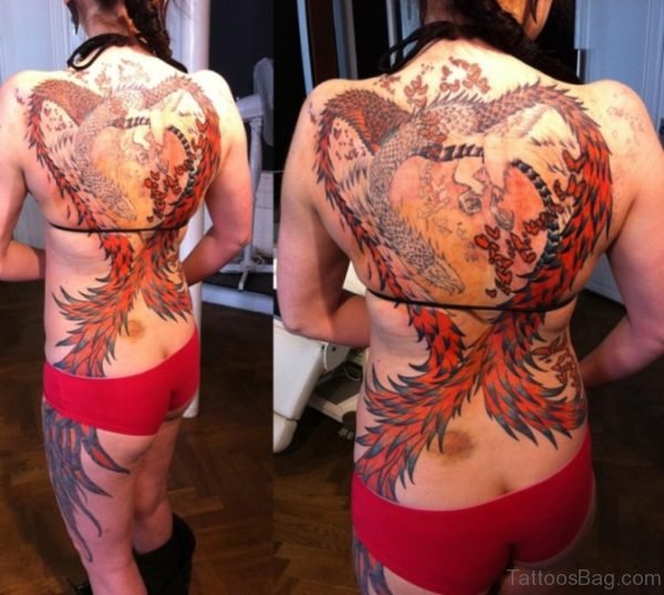 Phoenix Tattoo Design On Back 