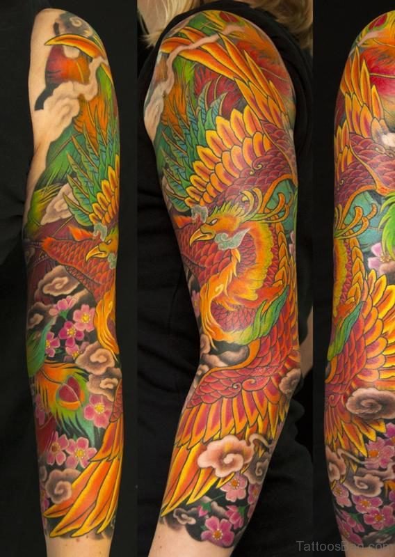 Phoenix Tattoo Design On Full Sleeve