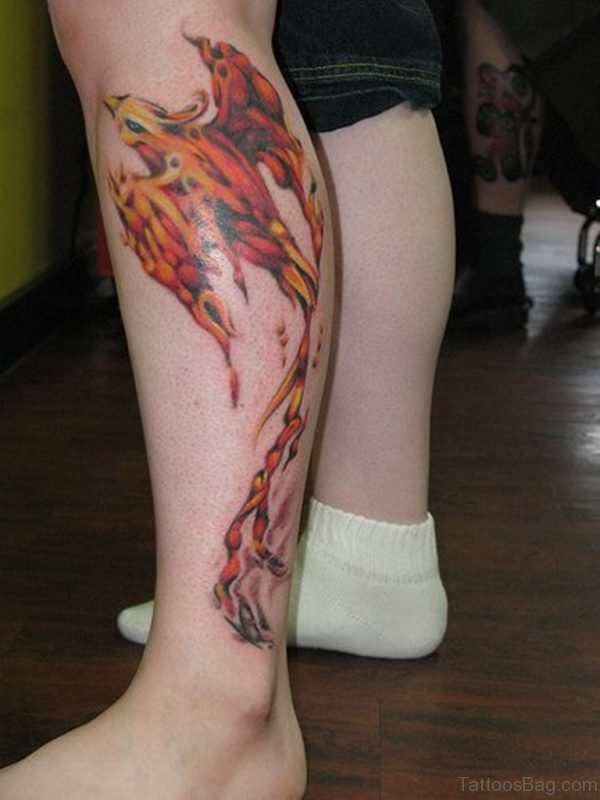 Phoenix Tattoo On Leg Image 
