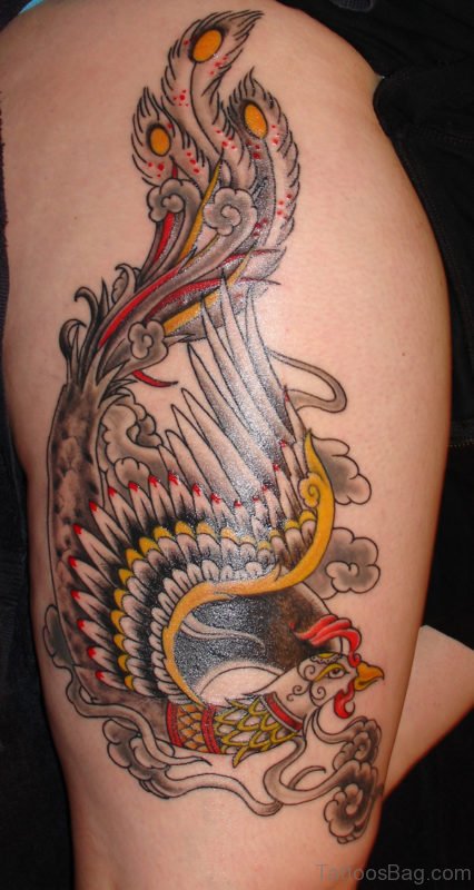 Phoenix Tattoo On Leg 