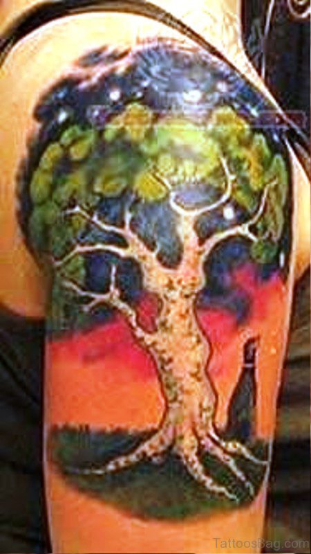 Photo Of Tree Tattoo On Shoulder